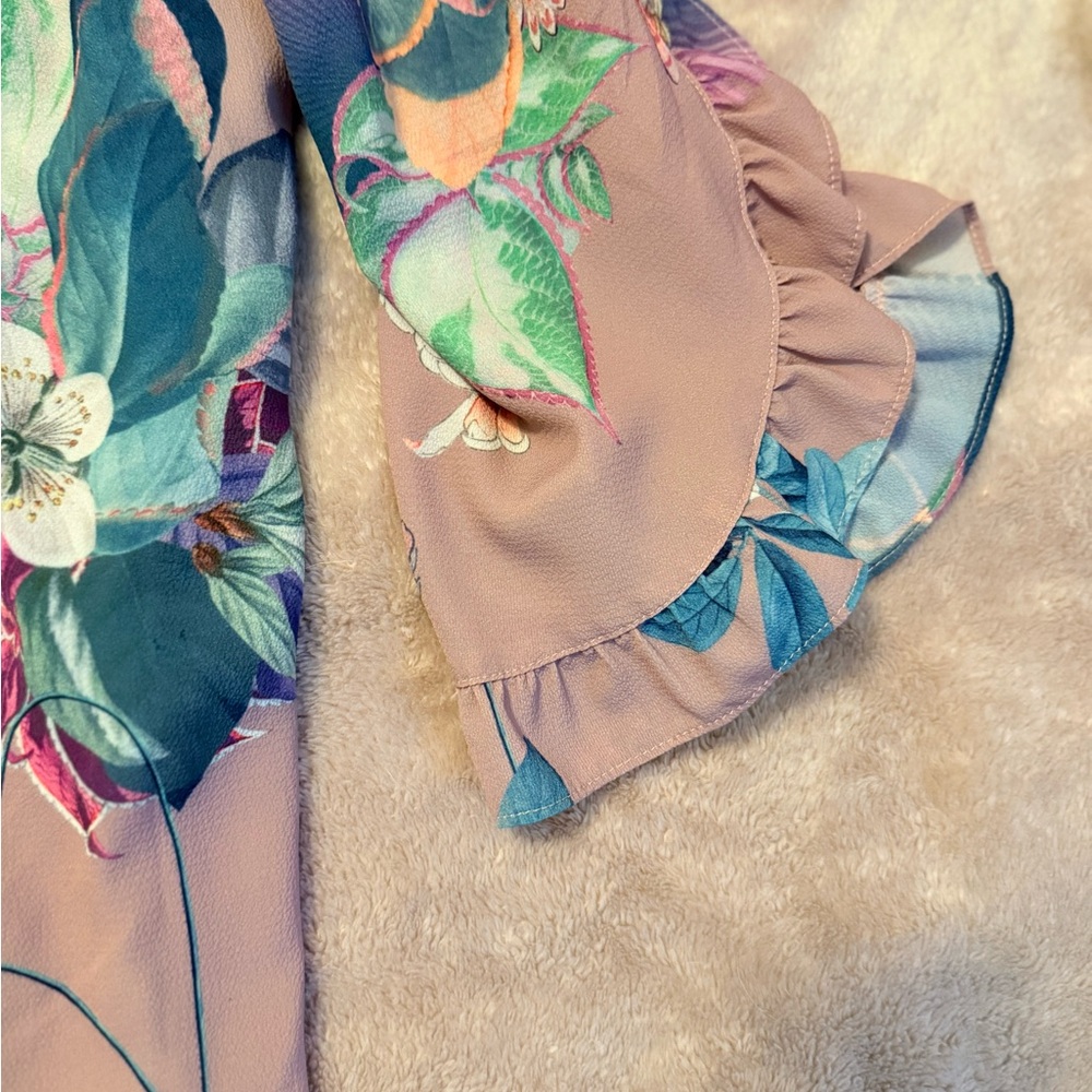 City Chic Floral Off-Shoulder Blouse - Pink and Blue - Picture 4 of 4